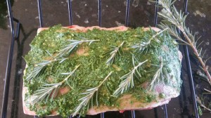 Pesto on lamb